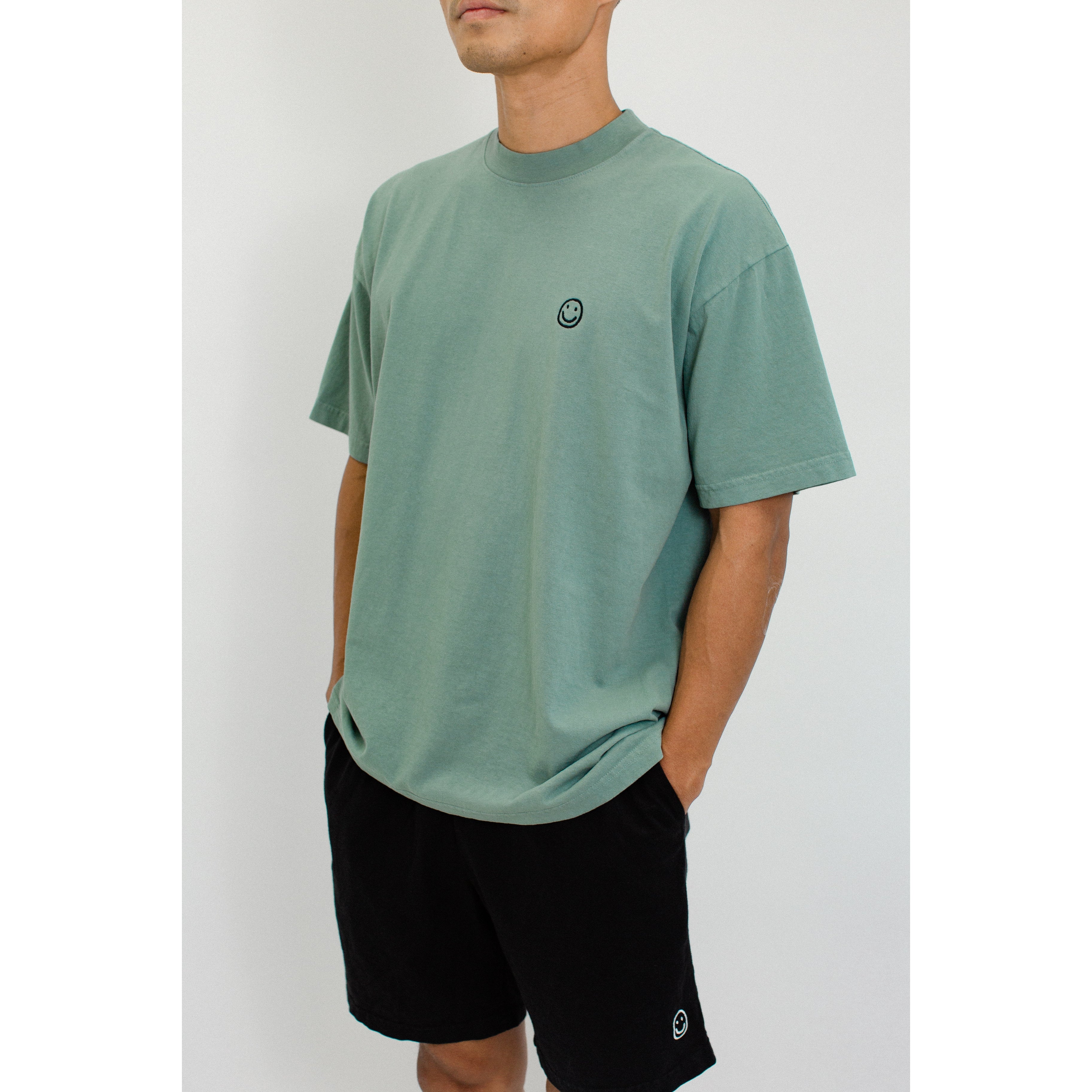 Sage Embroidered Smile T-Shirt