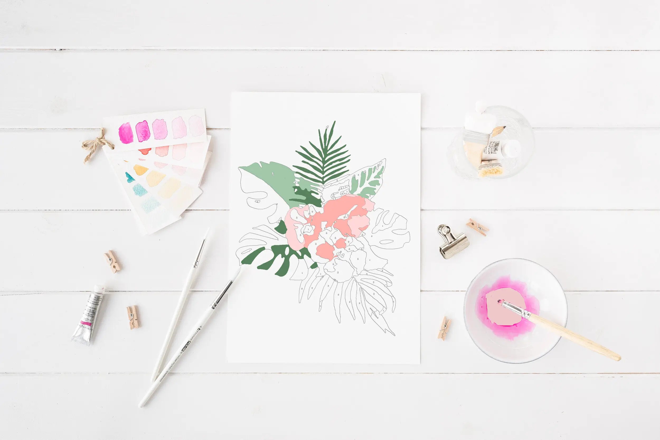Tropical Florals Paint-By-Numbers kit