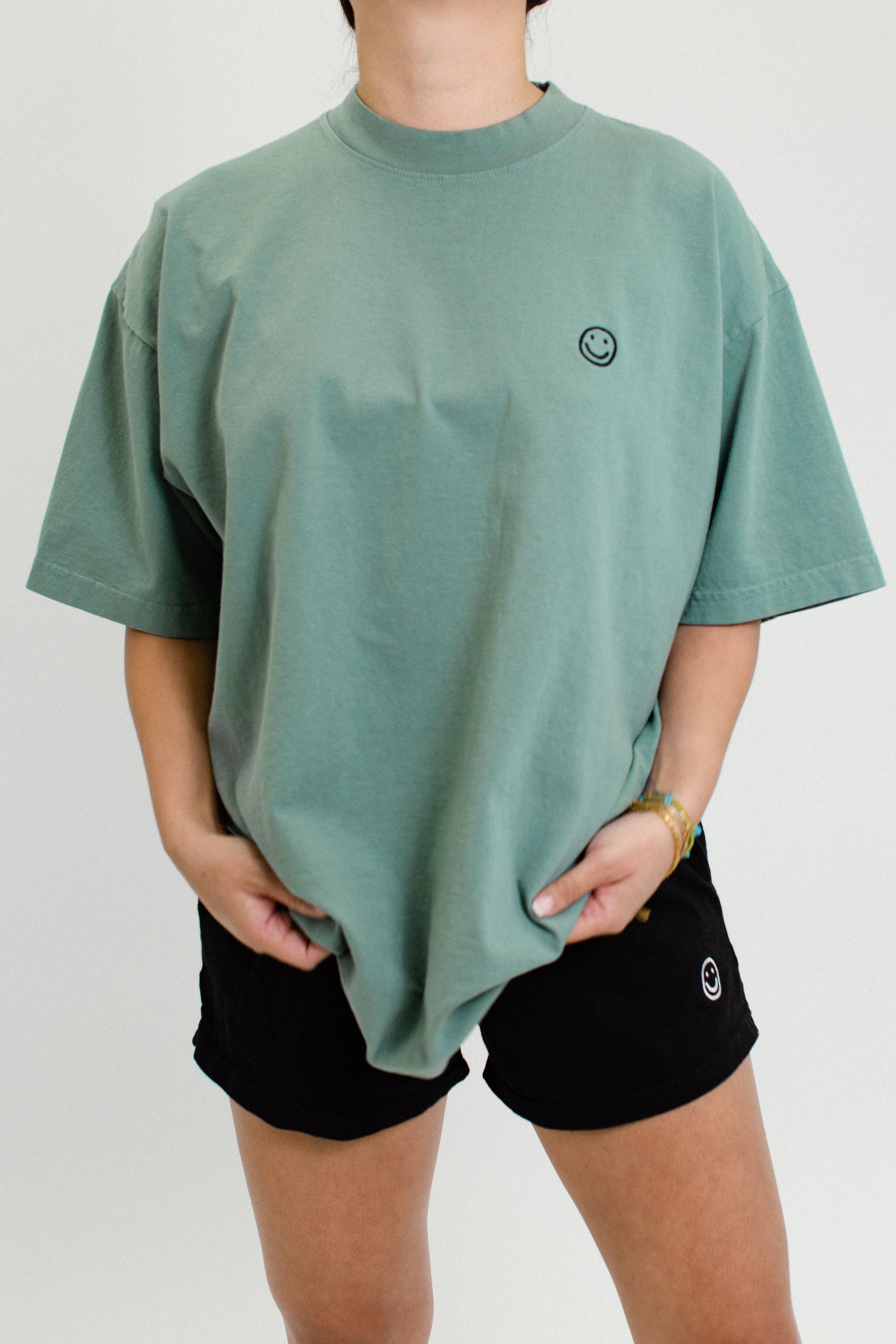 Sage Embroidered Smile T-Shirt