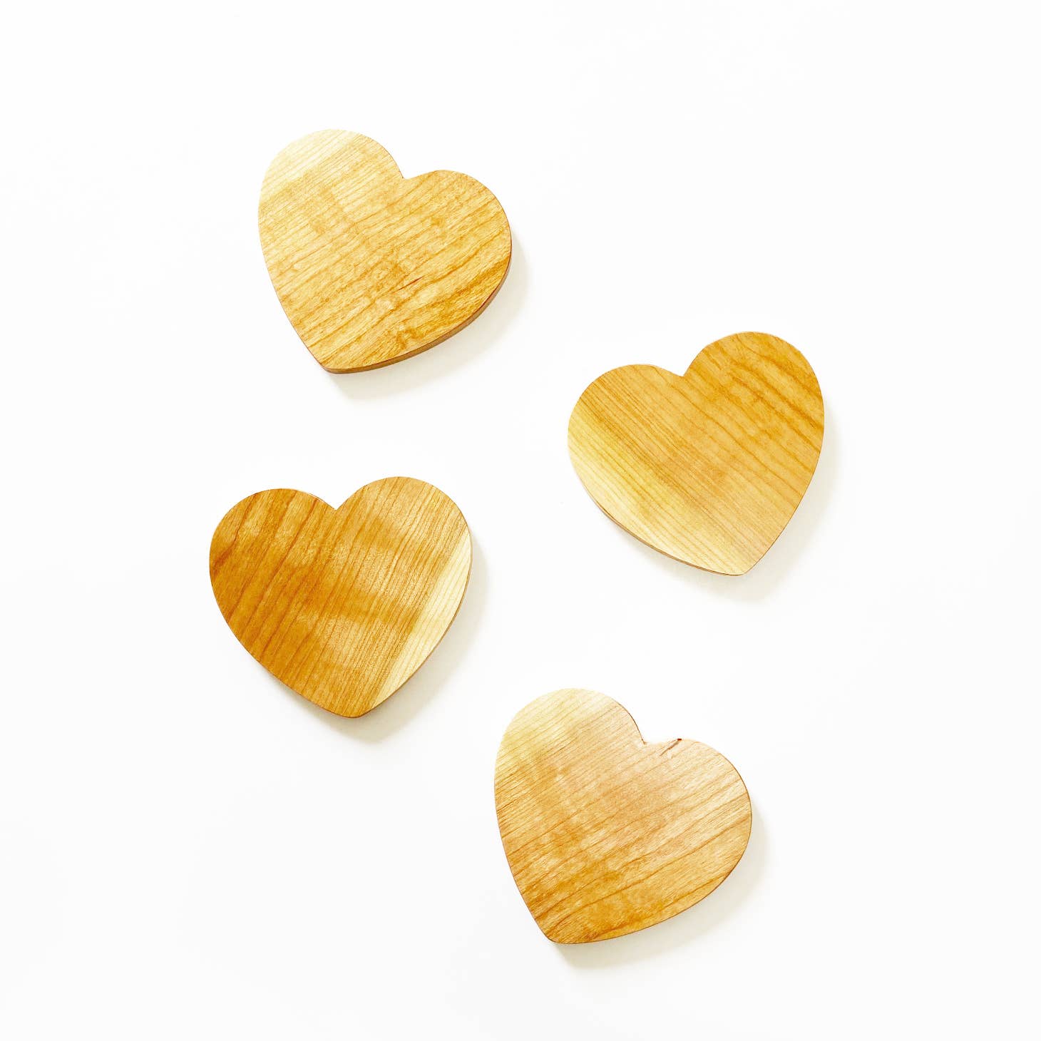 4 pc Handmade Wooden Coasters - Heart